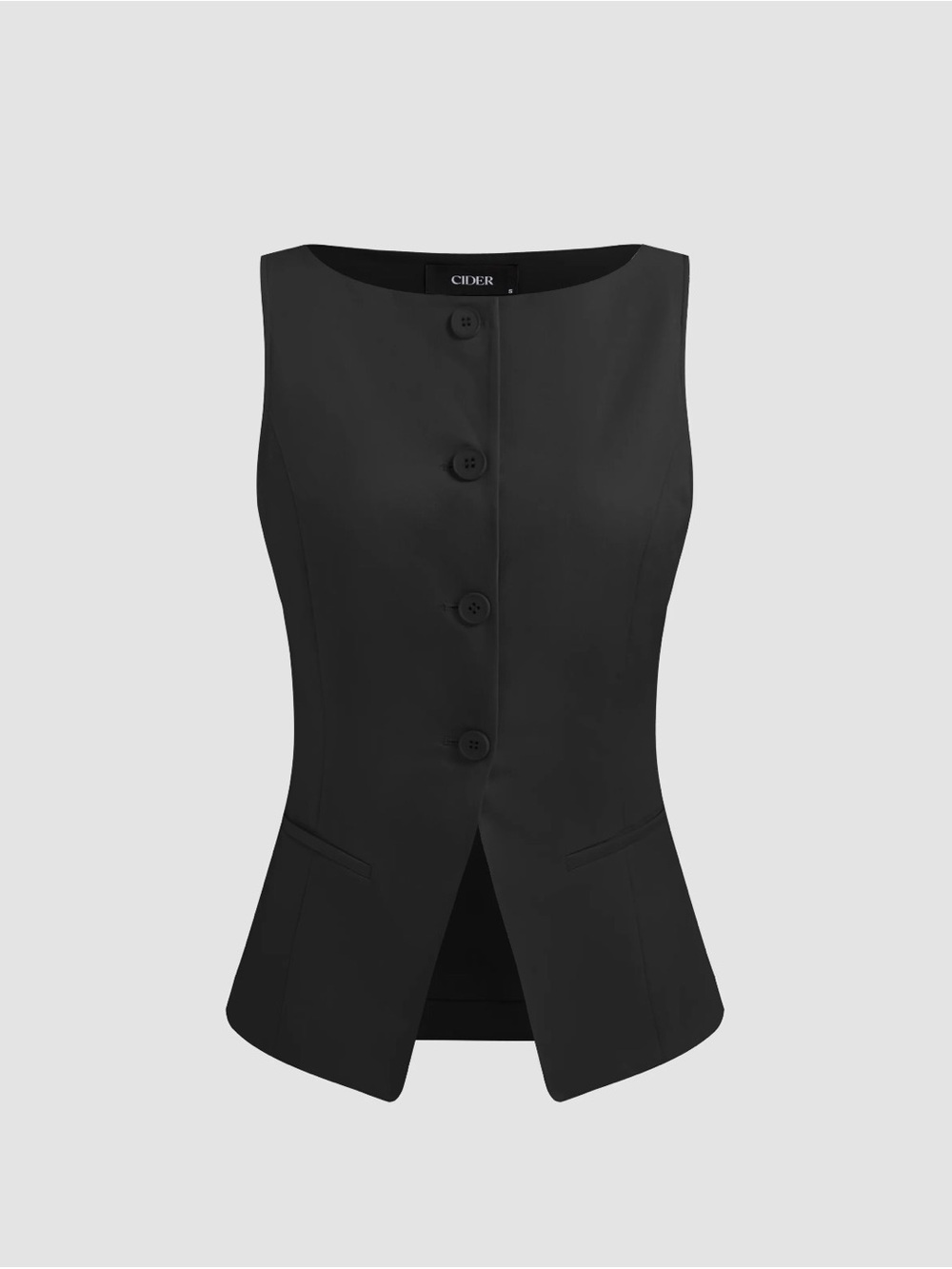 Cider Black Tailored Peplum Button Vest